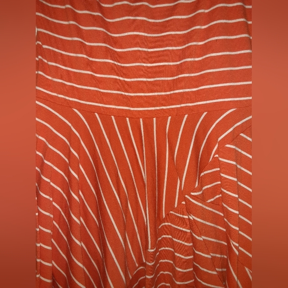 Maurices Bright Orange Striped Strapless Bandeau Swing Sundress - Picture 10 of 10